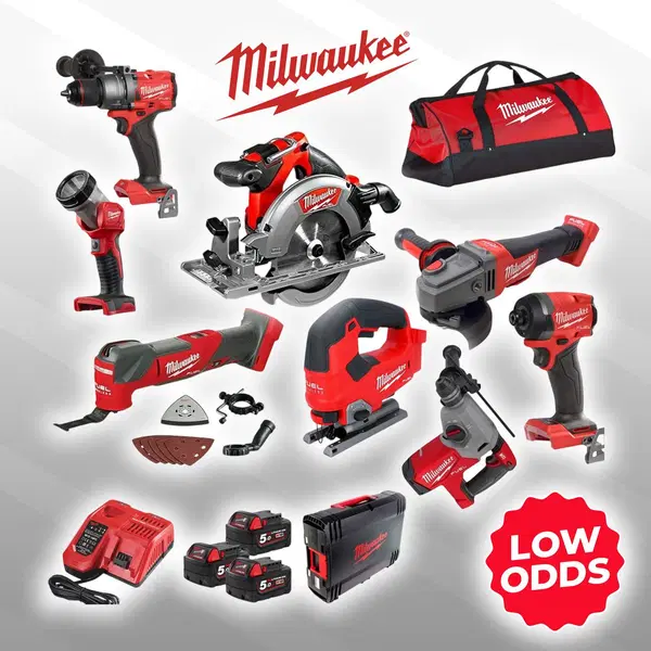 MILWAUKEE MILKIT8B POWER TOOL KIT 3 X 18V X 5AH REDLITHIUM BATTERIES 8PCE #2