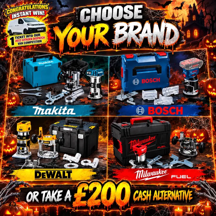 18v Cordless Router Choose Your Brand (+ Van Ticket Instant Wins!)