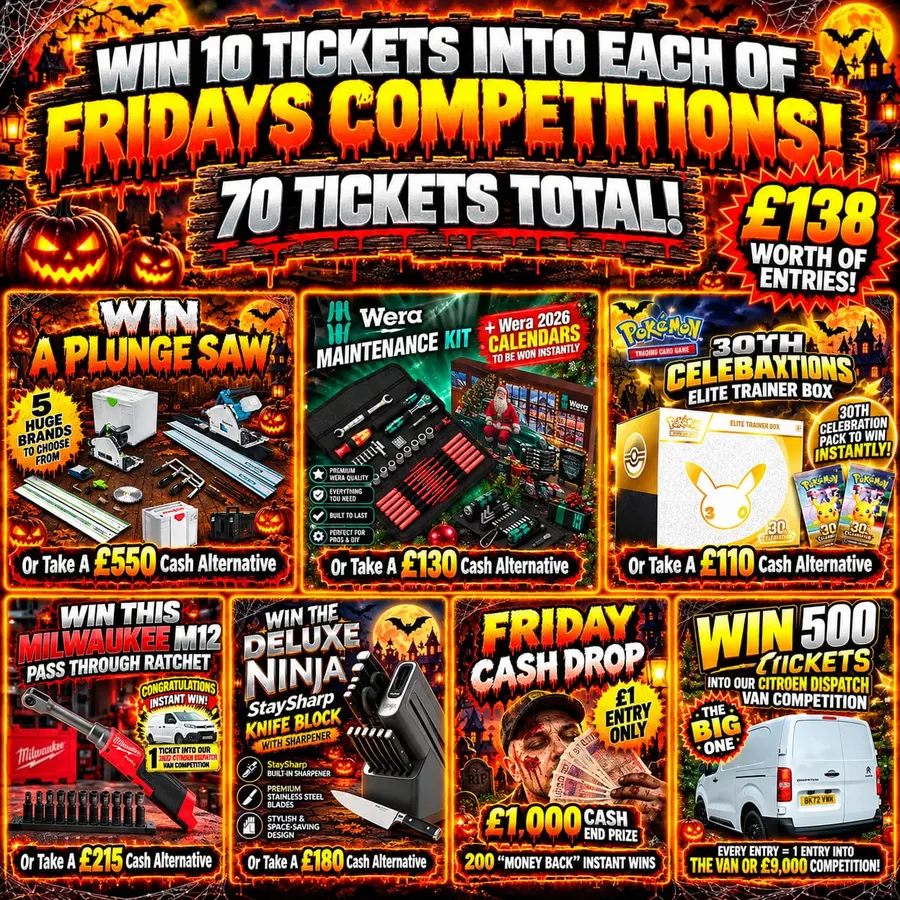 Auto Draw – Win 10 Tickets Into Each Of Our 7 Friday Competitions (23rd Oct 26)