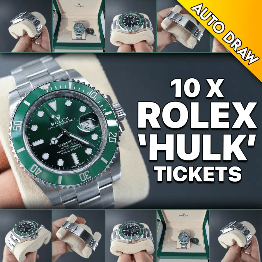 WIN 10 X ROLEX ‘HULK’ TICKETS WORTH £300 – DRAW NO.1