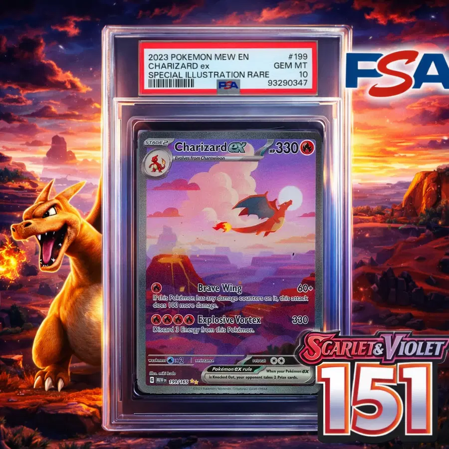 PSA 10 CERTIFIED POKEMON EX 199/165 | 151 SIR FULL ART CHARIZARD – RSP £1,500!