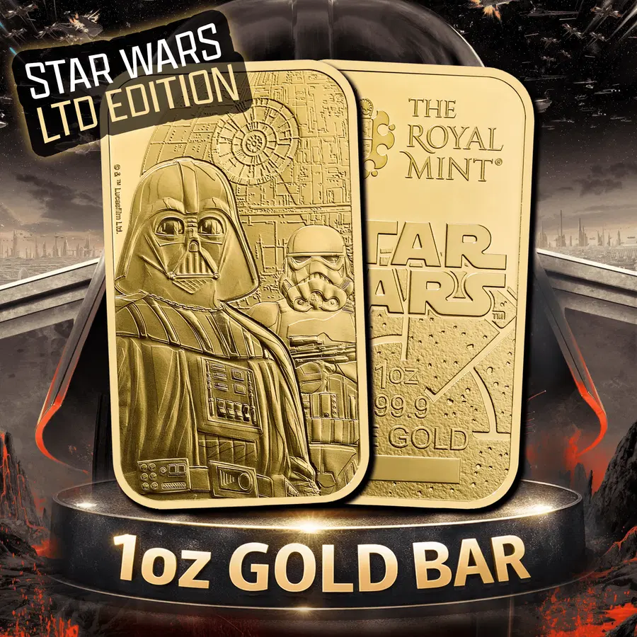 1oz GOLD BAR – LTD Edition Star Wars Dark Side – RSP £4,000!