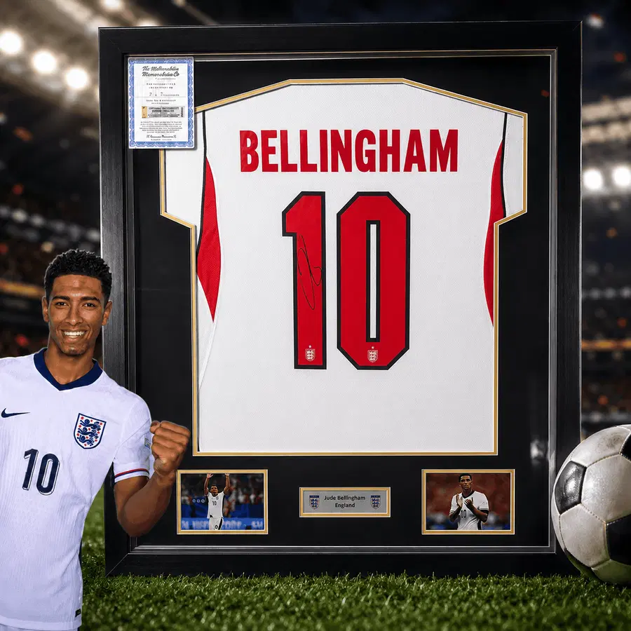 JUDE BELLINGHAM Signed & Framed England Shirt