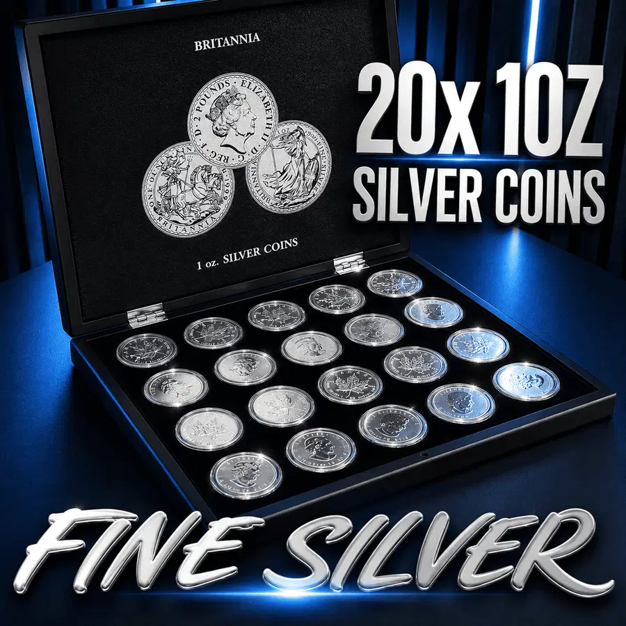 20oz PURE SILVER COIN SET IN PRESENTATION CASE! – RRP £1,500!