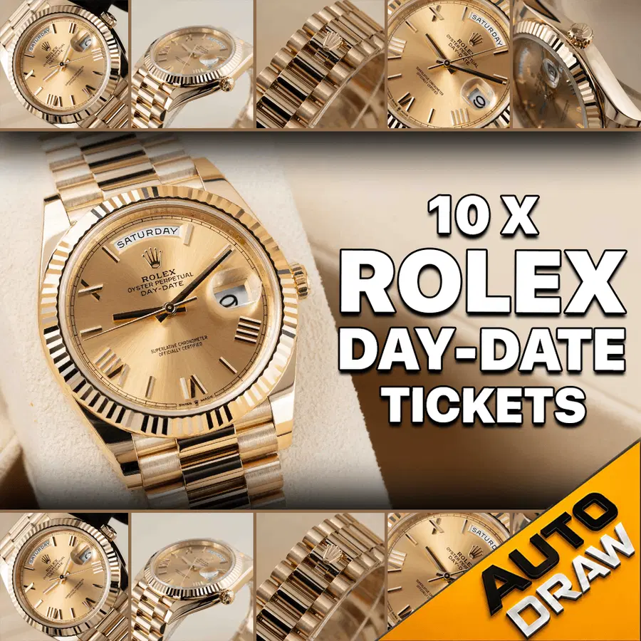 WIN 5 X ROLEX DAY-DATE TICKETS WORTH £300 – DRAW NO.3