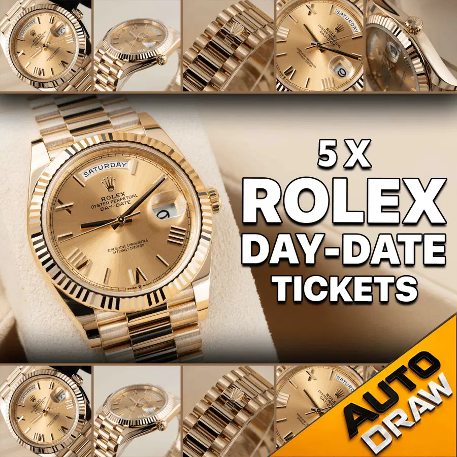 WIN 5 X ROLEX DAY-DATE TICKETS WORTH £300 – DRAW NO.14