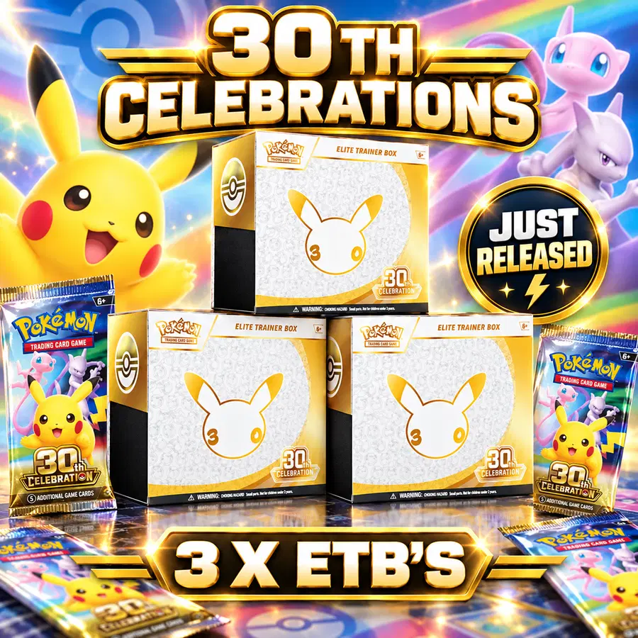 Pokemon 30th Celebrations 3 x Elite Trainer Box – JUST RELEASED!