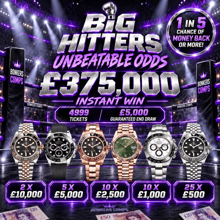 THE BIG HITTERS INSTANT WIN – £300,000 IN PRIZES – LOW ODDS