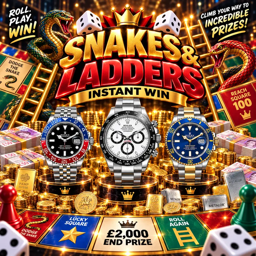 SNAKES & LADDERS INSTANT WIN – £160,000+ IN PRIZES!