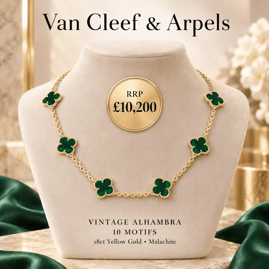 VAN CLEEF 18CT YELLOW GOLD ALHAMBRA NECKLACE – RRP £10,200