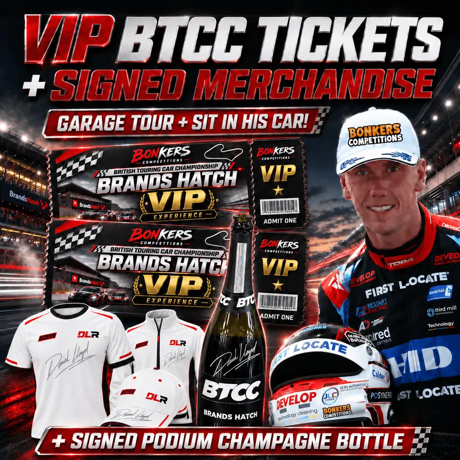 VIP British Touring Car Tickets + Signed Podium Champagne Bottle & Dan Lloyd Merch!