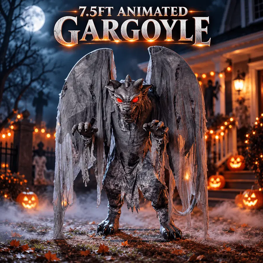 7.5FT ANIMATED HALLOWEEN GARGOYLE