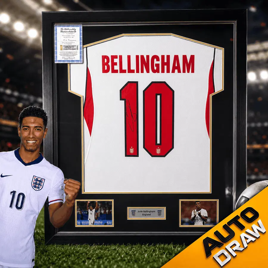 JUDE BELLINGHAM Signed & Framed England Shirt