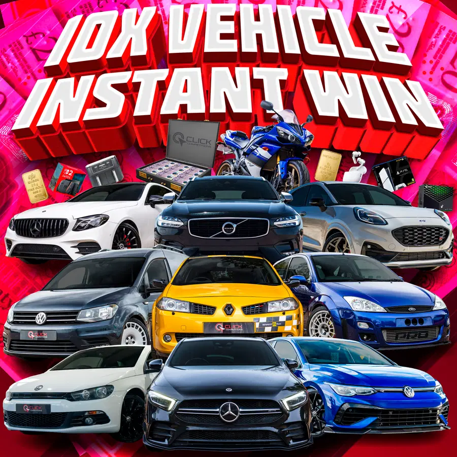 50/50 CHANCE OF WINNING! 125,000 PRIZES INCLUDING 10 VEHICLES + £2,000 END PRIZE!