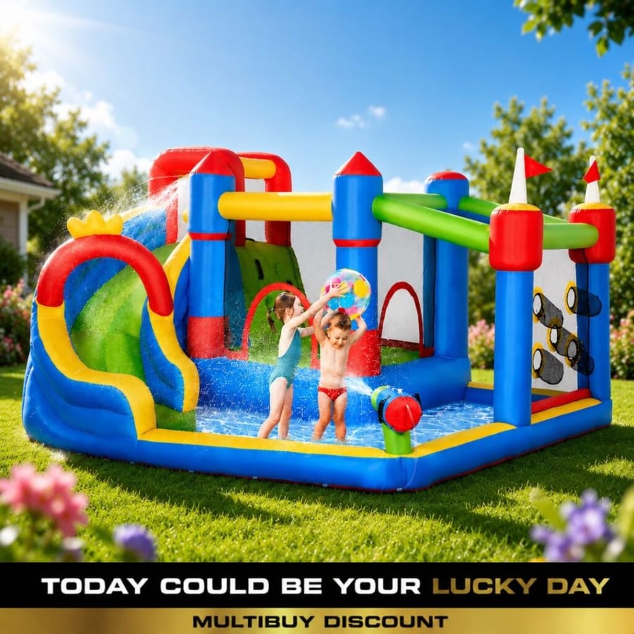 6-in-1 Kids Inflatable Jumping Castle with Water Slide #2