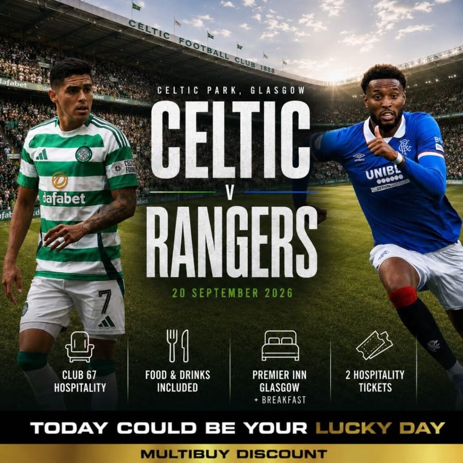 Celtic v Rangers Club 67 Hospitality for Two + Hotel Stay