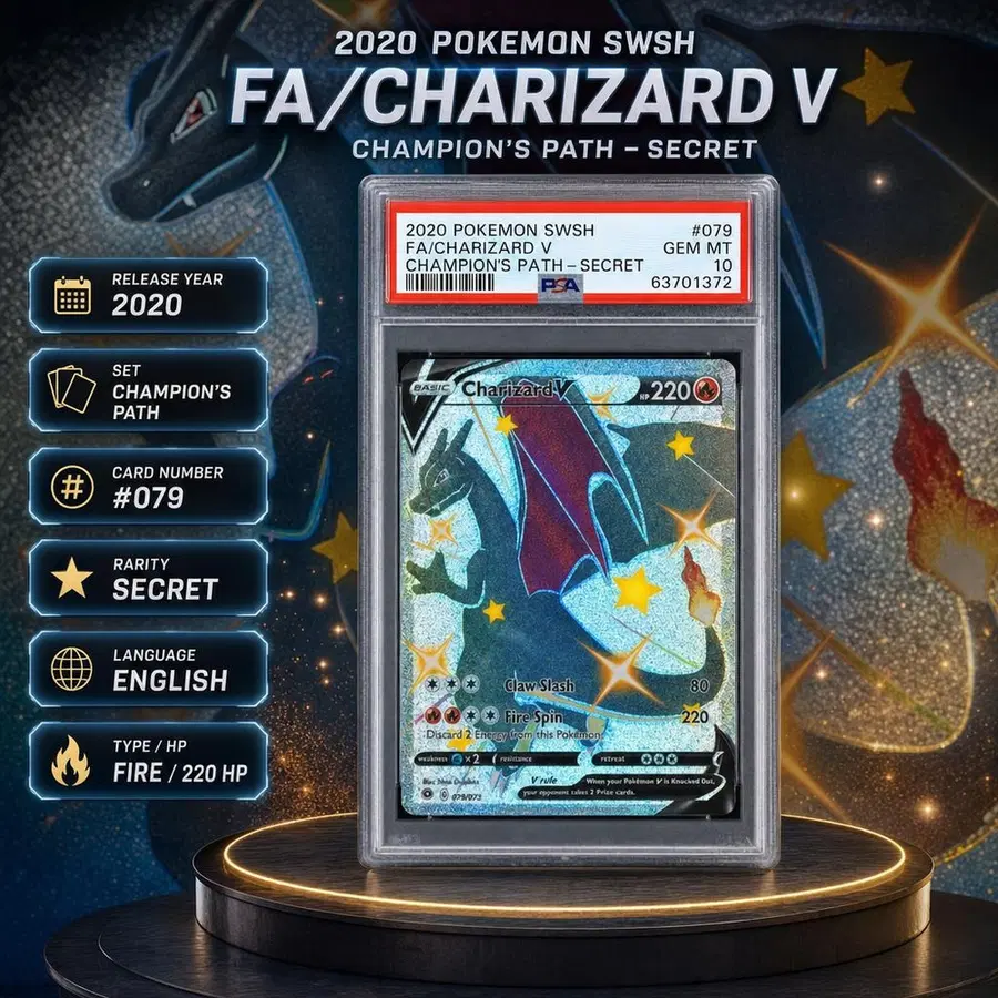 PSA 10 2020 POKEMON SWORD & SHIELD CHAMPION'S PATH #079 FA/CHARIZARD V