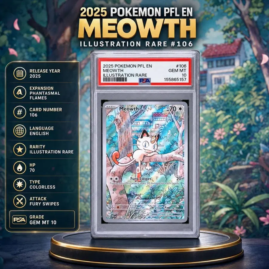 PSA 10 2025 POKEMON PFL EN-PHANTASMAL FLAMES #106 MEOWTH