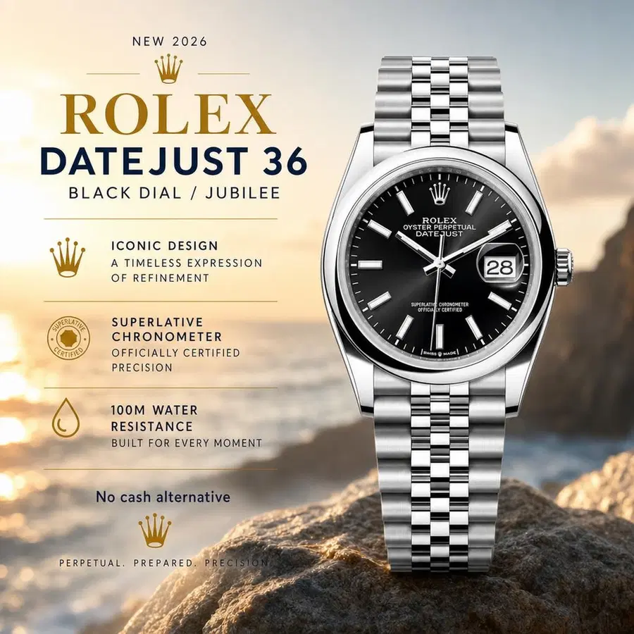 NEW 2026 ROLEX DATEJUST 36 BLACK / JUBILEE