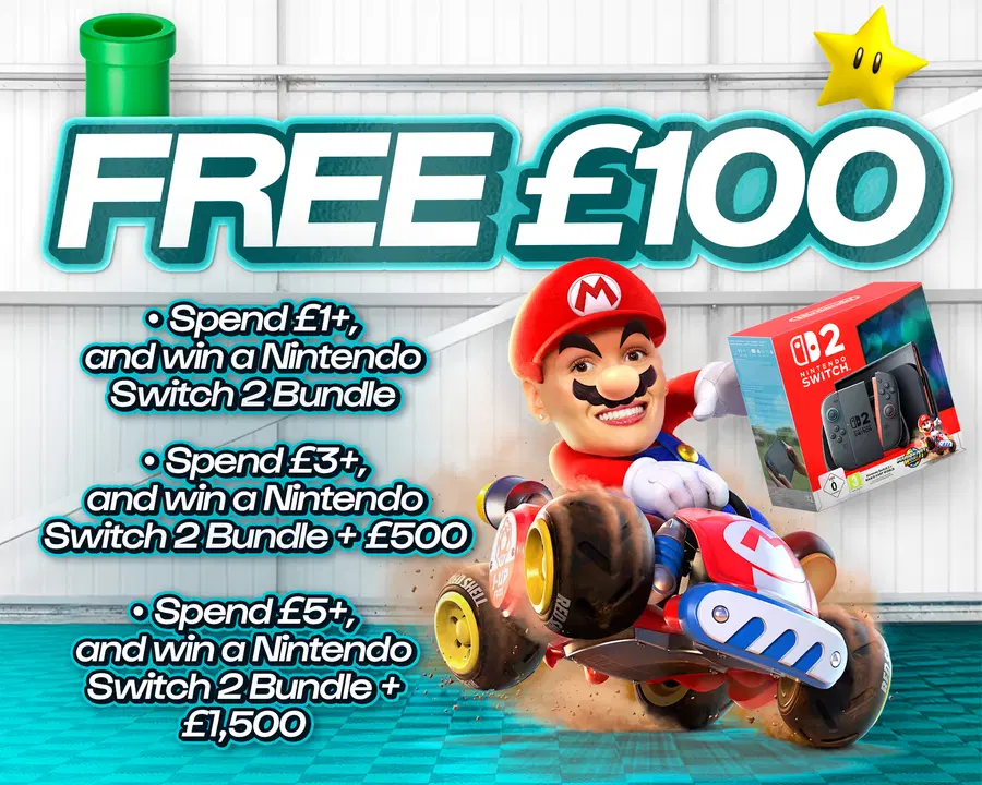 FREE ENTRY - WIN £100 | SPEND £1-£5+ AND WIN A NINTENDO SWITCH 2 BUNDLE & CASH!