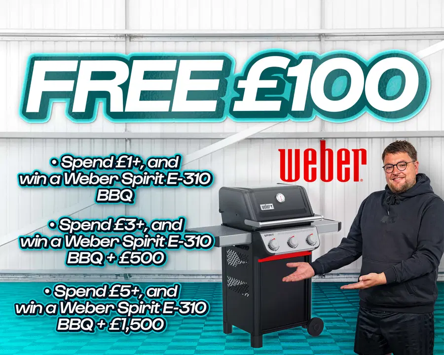 FREE ENTRY - WIN £100 | SPEND £1-£5+ AND WIN A WEBER SPIRIT E-310 BBQ & CASH!