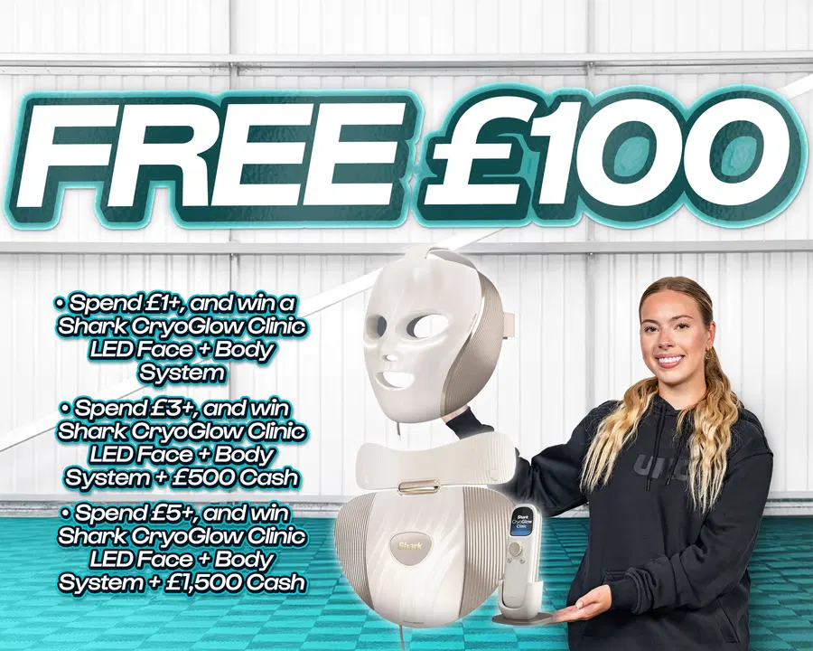 FREE ENTRY - WIN £100 | SPEND £1-£5+ AND WIN A SHARK CRYOGLOW SYSTEM & CASH!