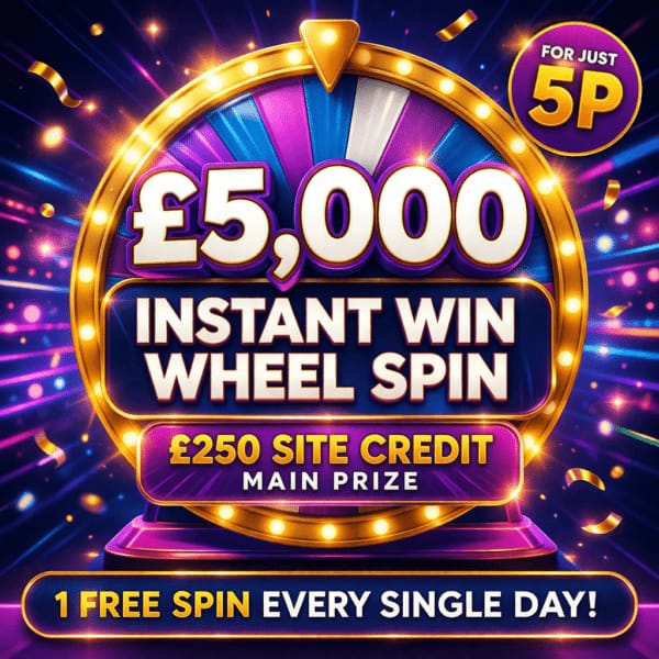 £5K Site Credit Wheel Spin (1 FREE SPIN EVERYDAY)