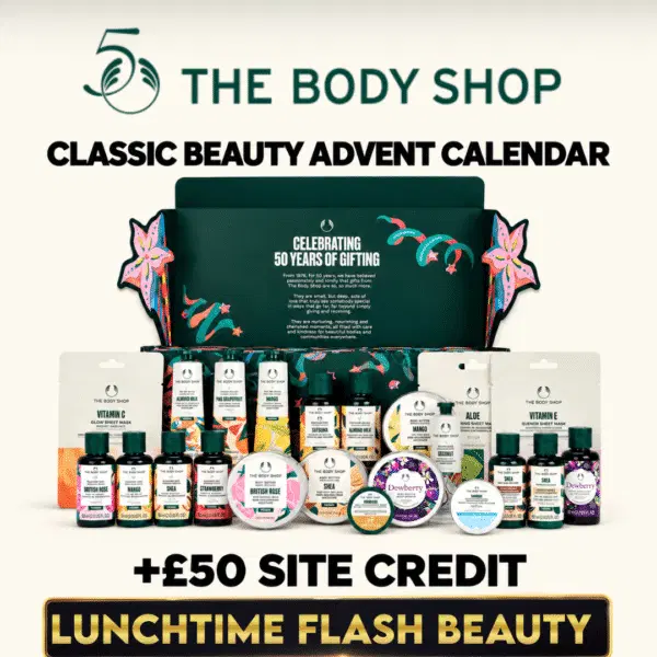 FLASH BEAUTY: The Body Shop Classic Beauty Advent Calendar + £50 Site Credit