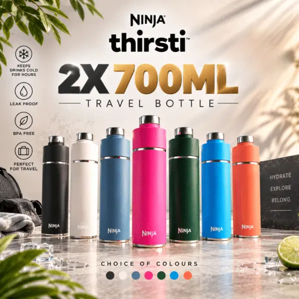 2 x Ninja Thirsti 700 ml Travel Bottles (Choice Of Colours)