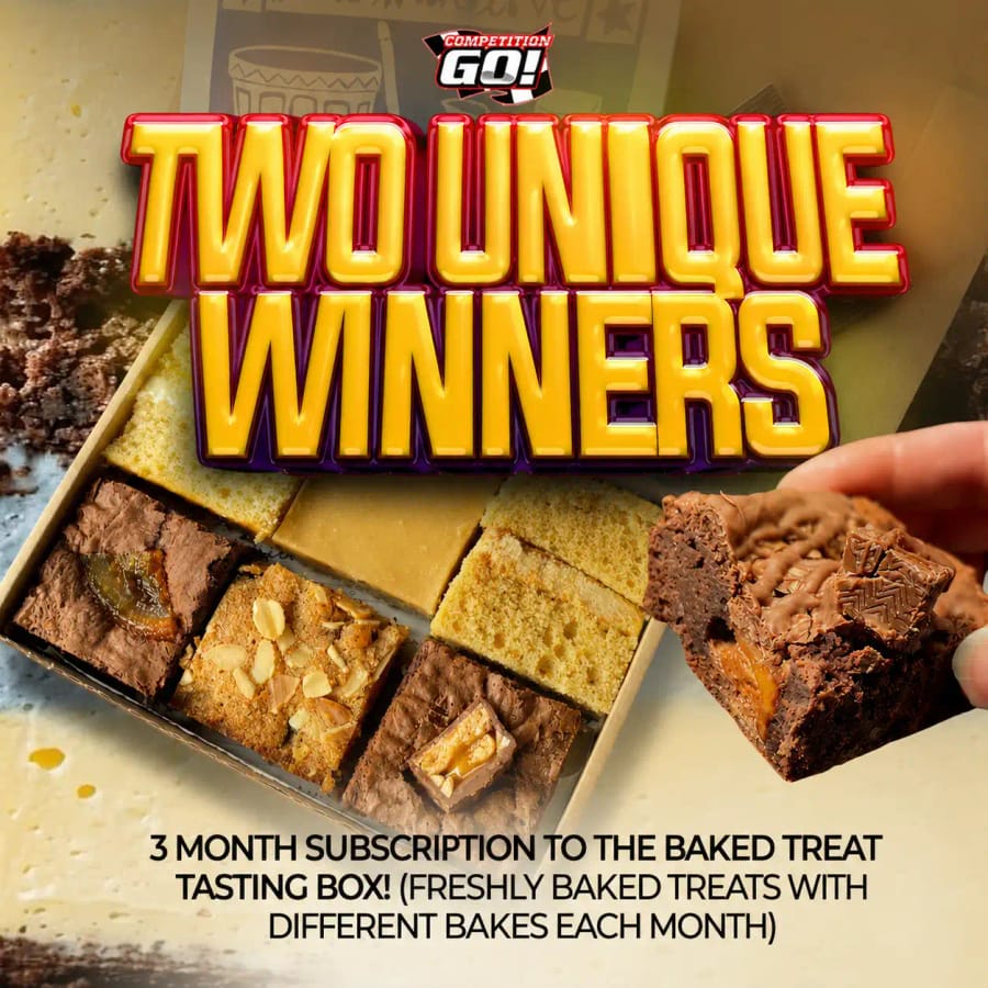 TWO UNIQUE WINNERS: 3 MONTH SUBSCRIPTION TO THE BAKED TREAT TASTING BOX! (FRESHLY BAKED TREATS WITH DIFFERENT BAKES EACH MONTH)