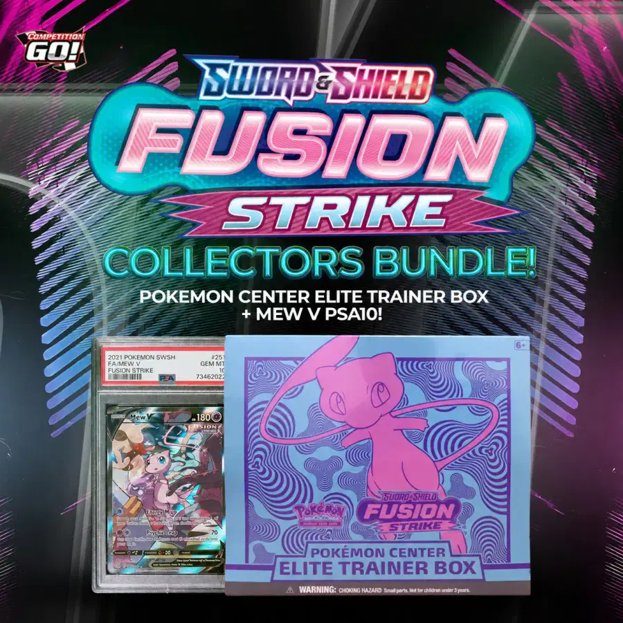 FUSION STRIKE COLLECTORS BUNDLE! POKEMON CENTER ELITE TRAINER BOX + MEW V PSA10!