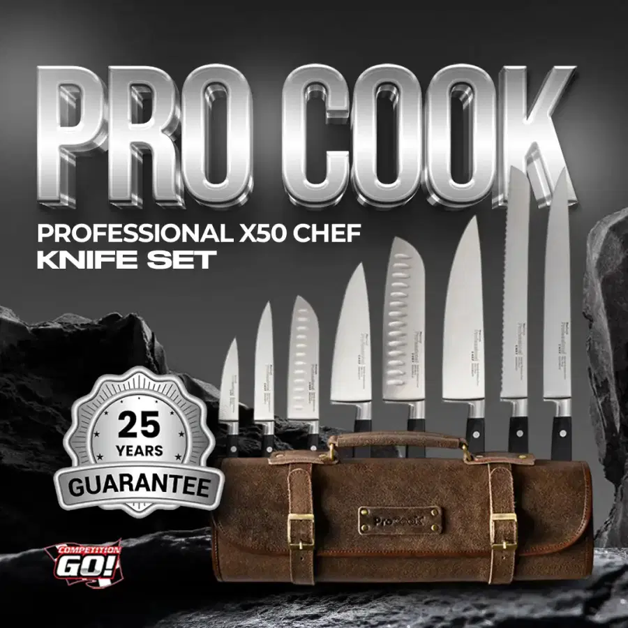 PRO COOK PROFESSIONAL X50 CHEF KNIFE SET - 25 YEAR GUARANTEE