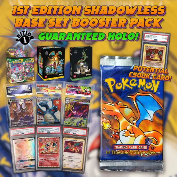 1st Edition Shadowless Base Set Pack – Guaranteed Holo! +£25K Instant Wins! #2