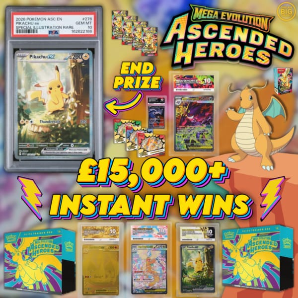 £15,000 Ascended Heroes Instant Wins + PSA 10 Pikachu 276 End Prize!