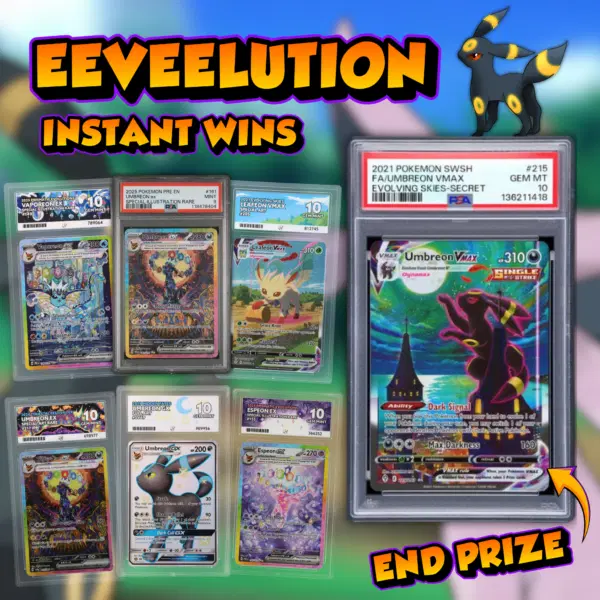 PSA 10 Umbreon VMAX 215 + £6K Eeveelution Instant Wins! – AUTO DRAW