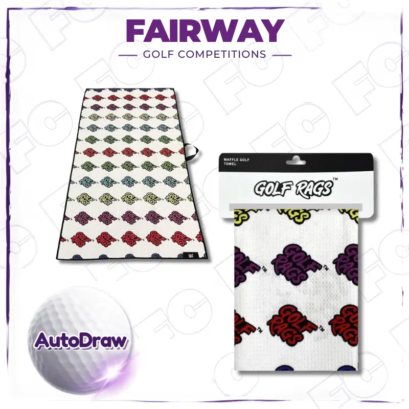 WIN a Golf Rags Multi Colour Logo Waffle Golf Towel – AUTO DRAW