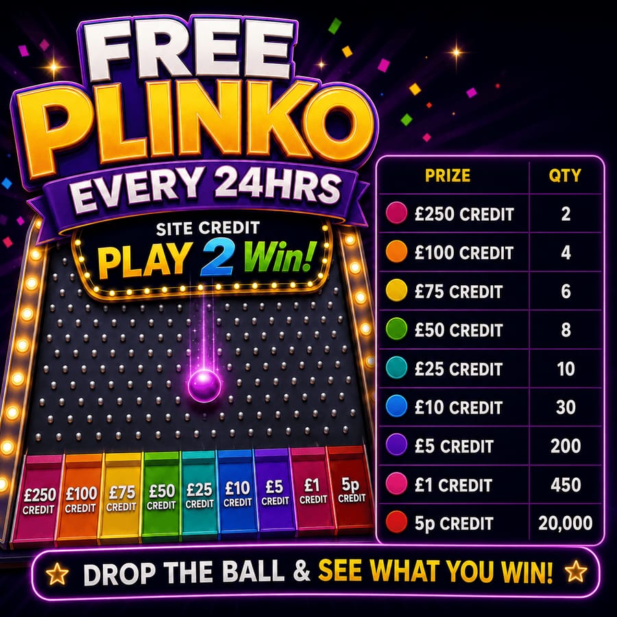 FREE PLINKO EVERY 24HRS – Site Credit PLAY 2 Win!