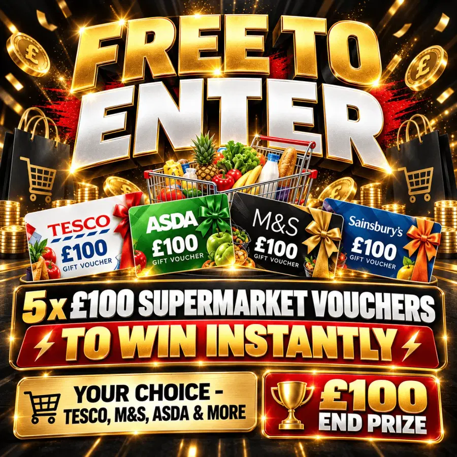 FREE INSTANT WIN – 5 x £100 SHOPPING VOUCHERS