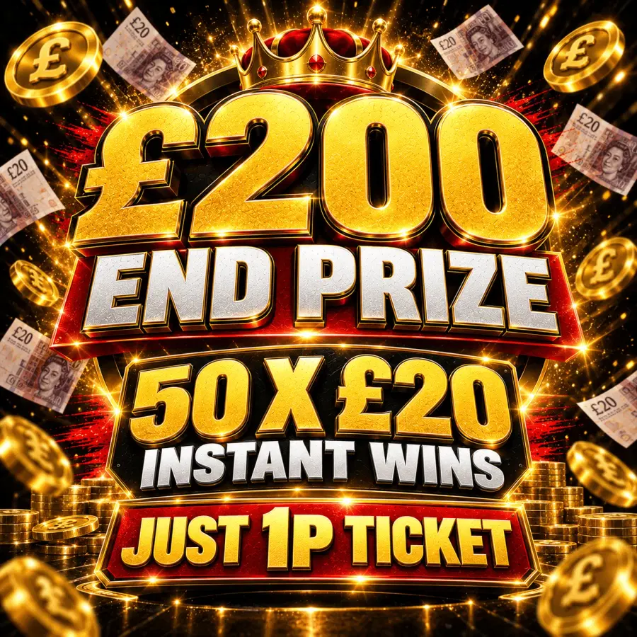 £200 END PRIZE + 50 X £20 INSTANT WINS