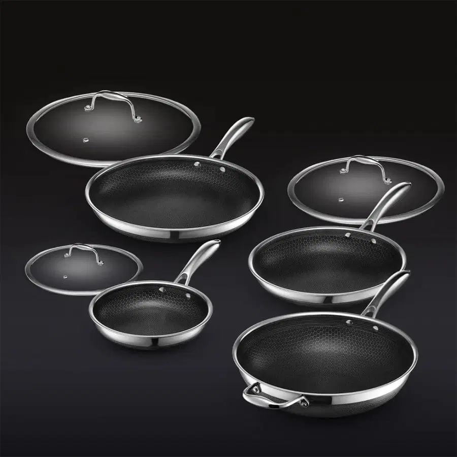 HexClad 7pc Hybrid Cookware Set w/ Lids & Wok