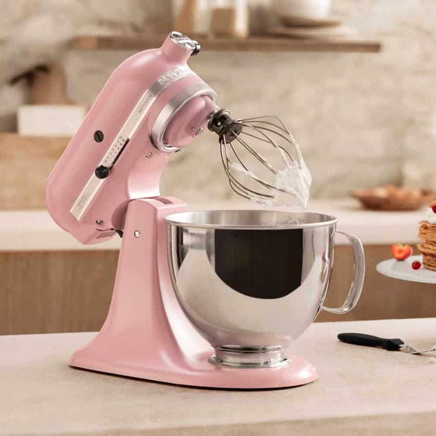 KitchenAid 4.8L Artisan Stand Mixer (Dried Rose) + 7 Accessories