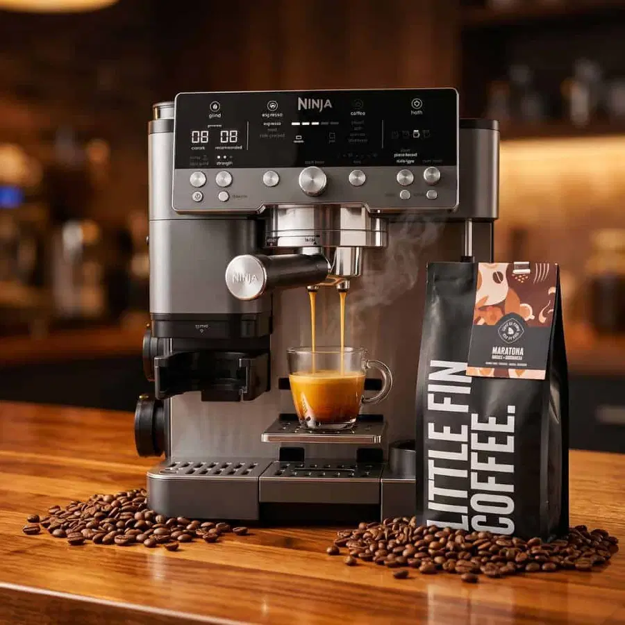 Ninja Luxe Café with 500g of Beans from Little Fin Coffee Roastery