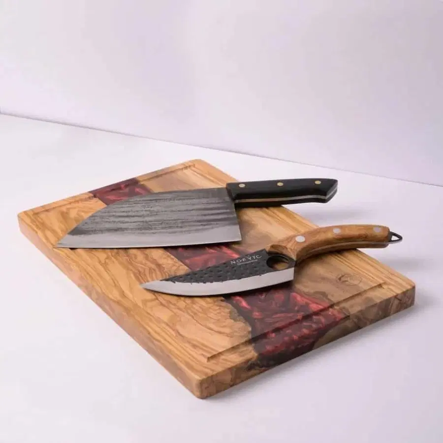 Norvic Apache & Comanche Knives with Olive/Resin Board