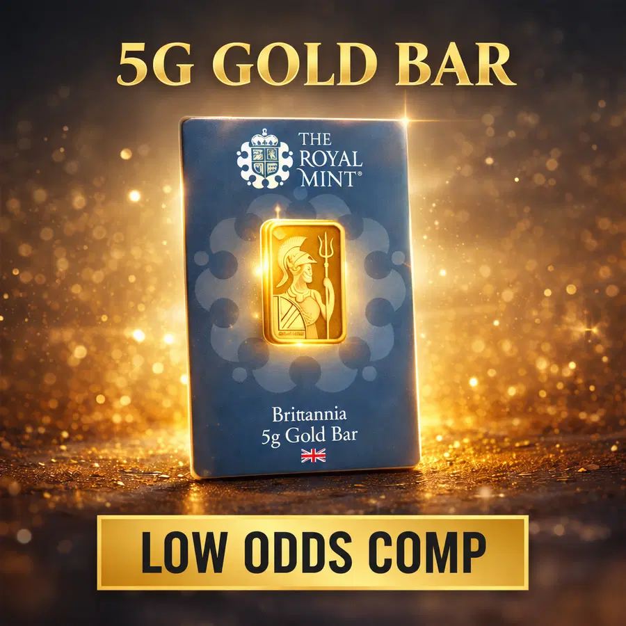 5G GOLD BAR – LOW ODDS BOOST – ONLY 375 TICKETS!