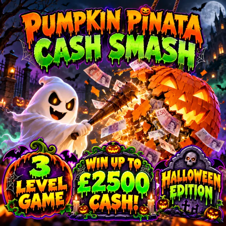 PUMPKIN PINATA CASH SMASH – WIN UP TO £2500 INSTANTLY!