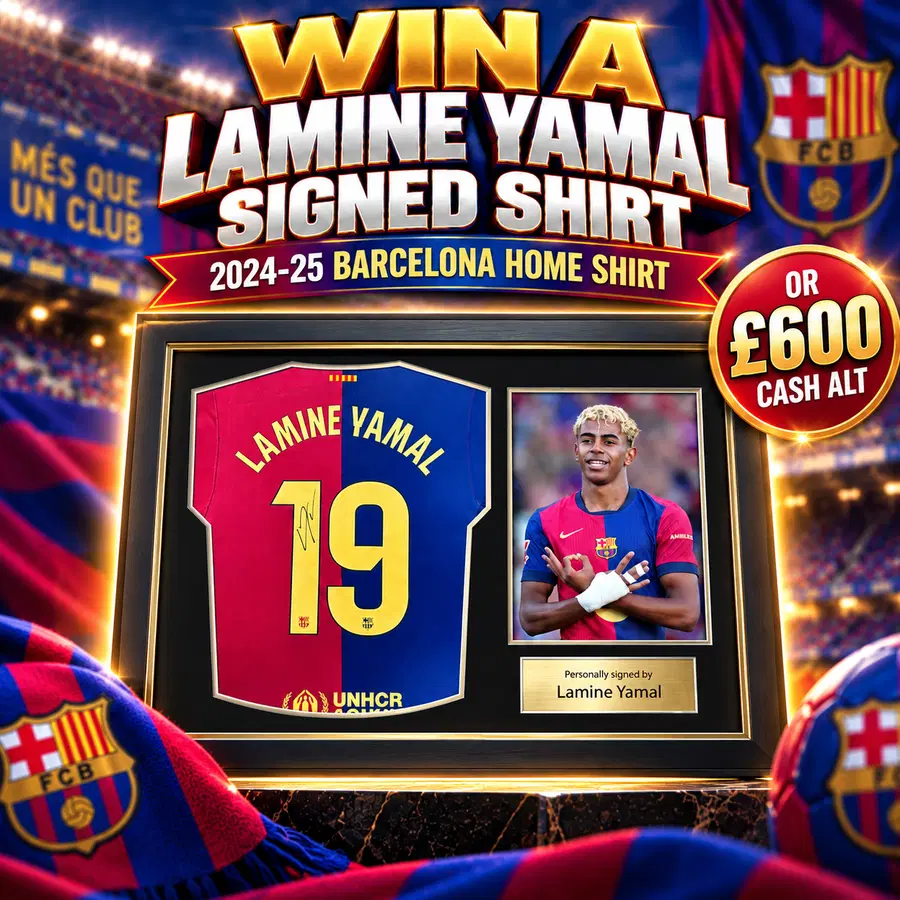 LAMINE YAMAL SIGNED 2024-25 BARCELONA HOME SHIRT OR £600 CASH – 13.09.26