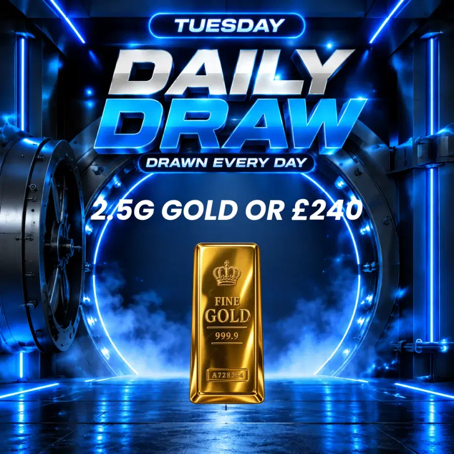 Daily Draw 06/10 - Win a 2.5g Gold Bar or £240