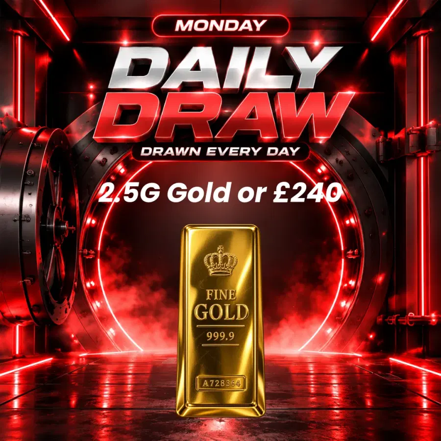 Daily Draw 12/10 - Win a 2.5g Gold Bar or £240
