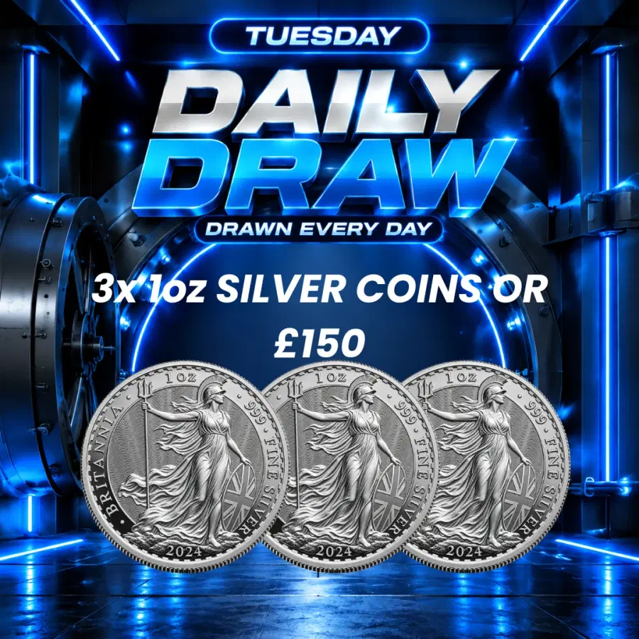 Daily Draw 13/10 - Win 3x 1oz Silver Coins or £150