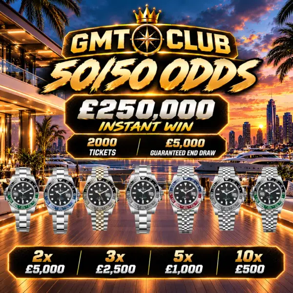 The GMT Club 50/50 Odds £250,000 Instant Win + £5,000 End Draw